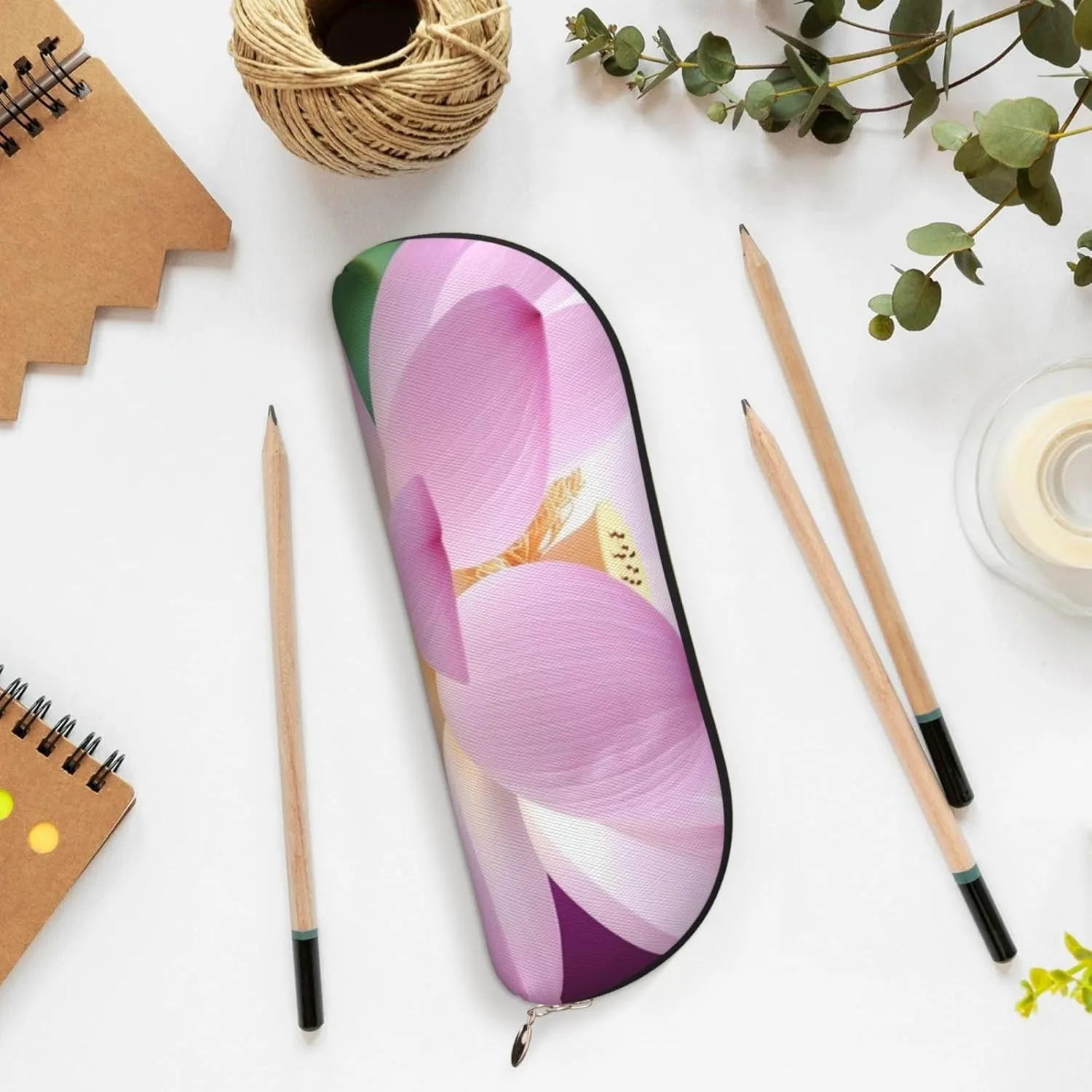 Asian Flower Makeup Bag for Women Men Large Pencil Case Aesthetic Pencil Pouch Coin Pouch Leather Cosmetic Bag with Zipper Office Organizer Travel Essentials