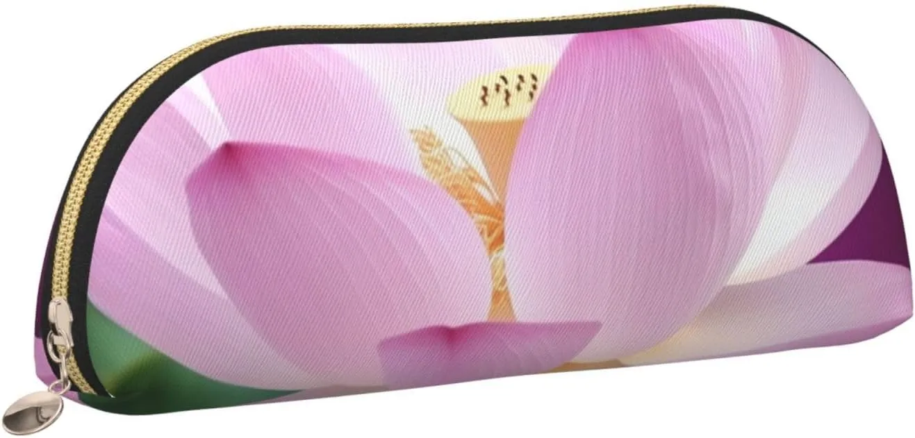 Asian Flower Makeup Bag for Women Men Large Pencil Case Aesthetic Pencil Pouch Coin Pouch Leather Cosmetic Bag with Zipper Office Organizer Travel Essentials