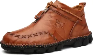 Asifn Men's Zip Driving Business Loafers Brogue Breathable Comfort Casual Walking Leather Moccasin Shoes