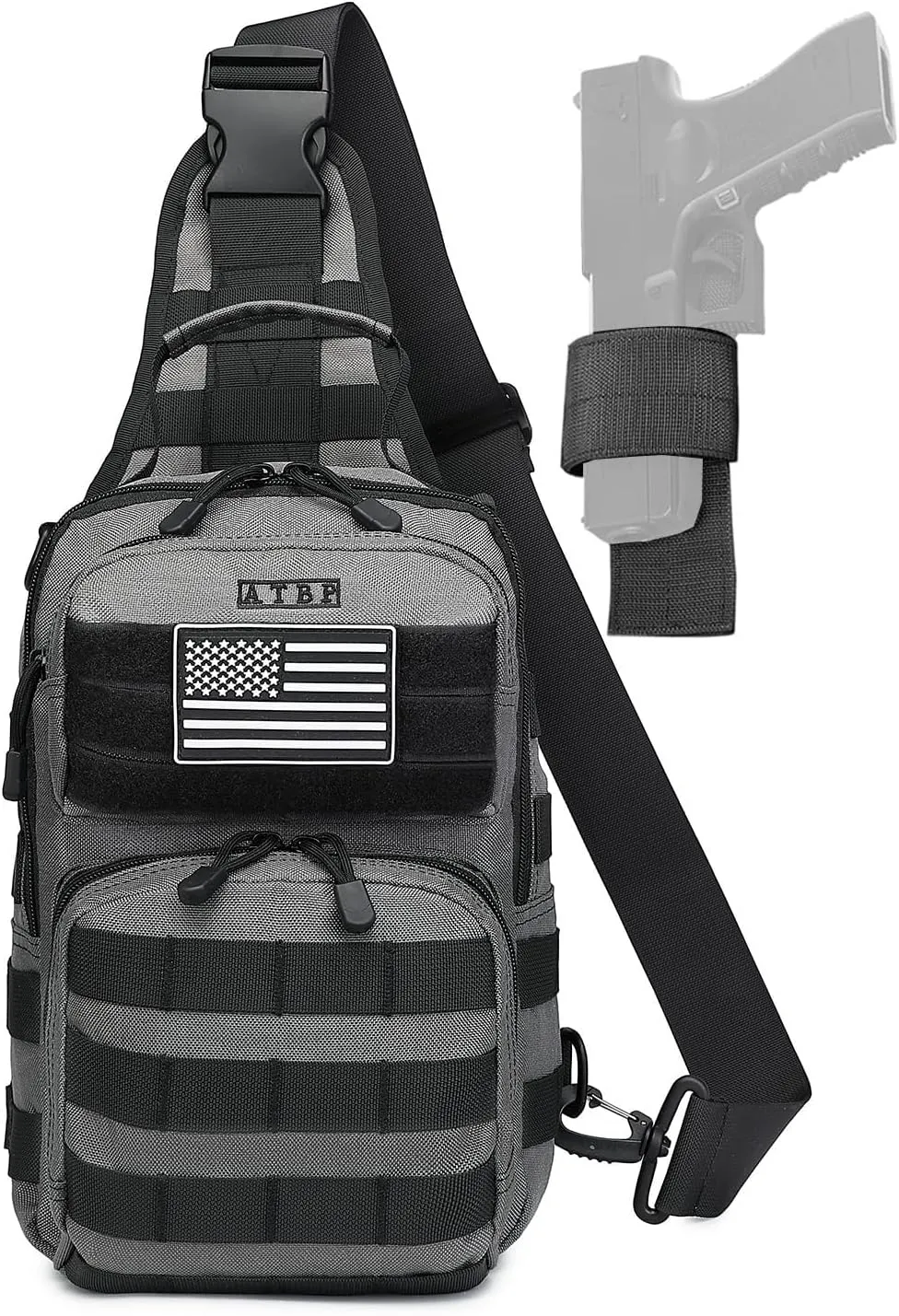 ATBP Tactical Sling Backpack With Holster Military Crossbody Bag for Men Single Shoulder Back Pack 10L