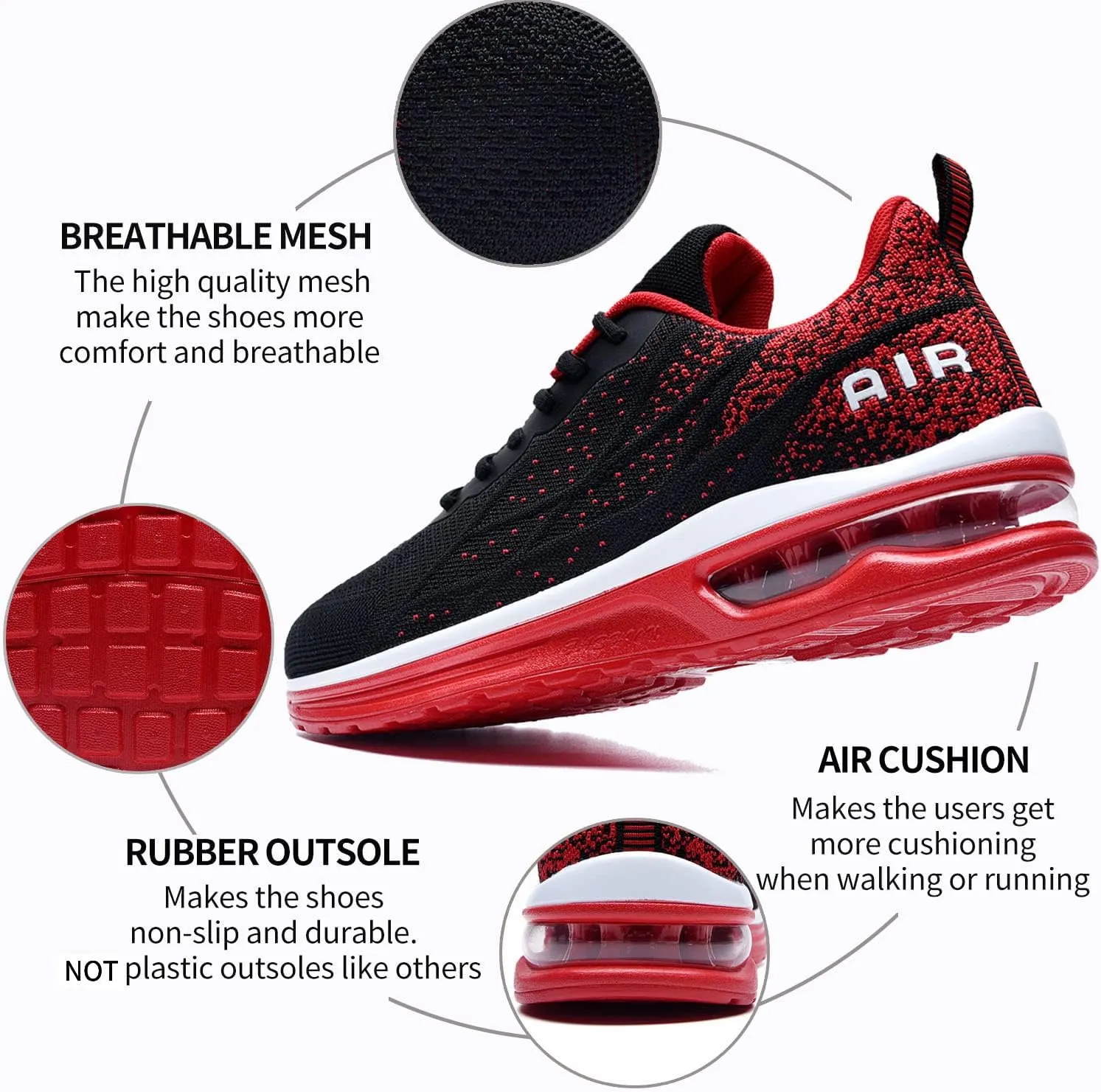 AUPERF Men's Air Running Shoes Lightweight Breathable Workout Footwear Walking Sports Tennis Sneaker