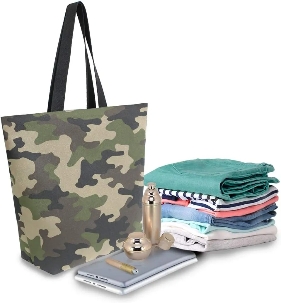 AUUXVA Canvas Tote Bags Large Canvas Handbag Purse Shoulder Shopping Bag with Zipper Pouch