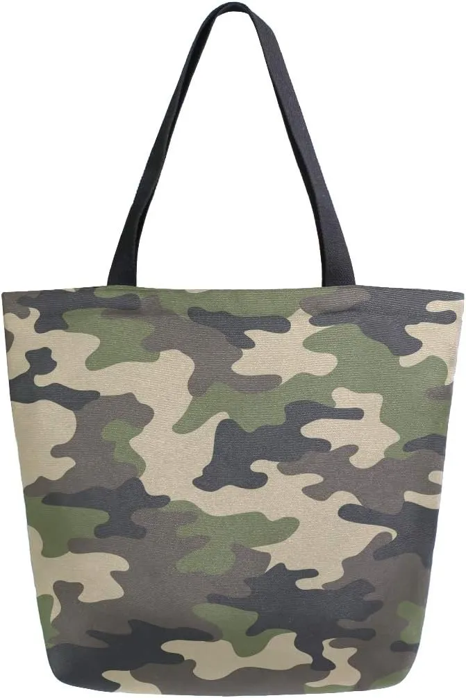 AUUXVA Canvas Tote Bags Large Canvas Handbag Purse Shoulder Shopping Bag with Zipper Pouch