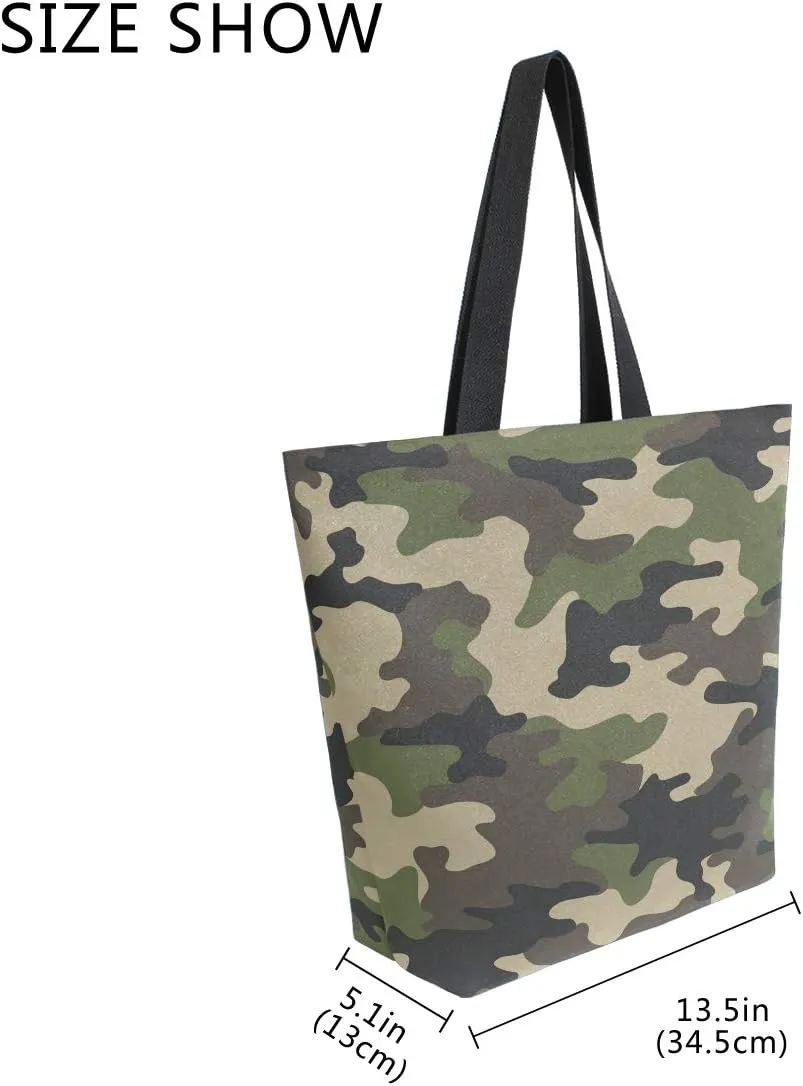 AUUXVA Canvas Tote Bags Large Canvas Handbag Purse Shoulder Shopping Bag with Zipper Pouch