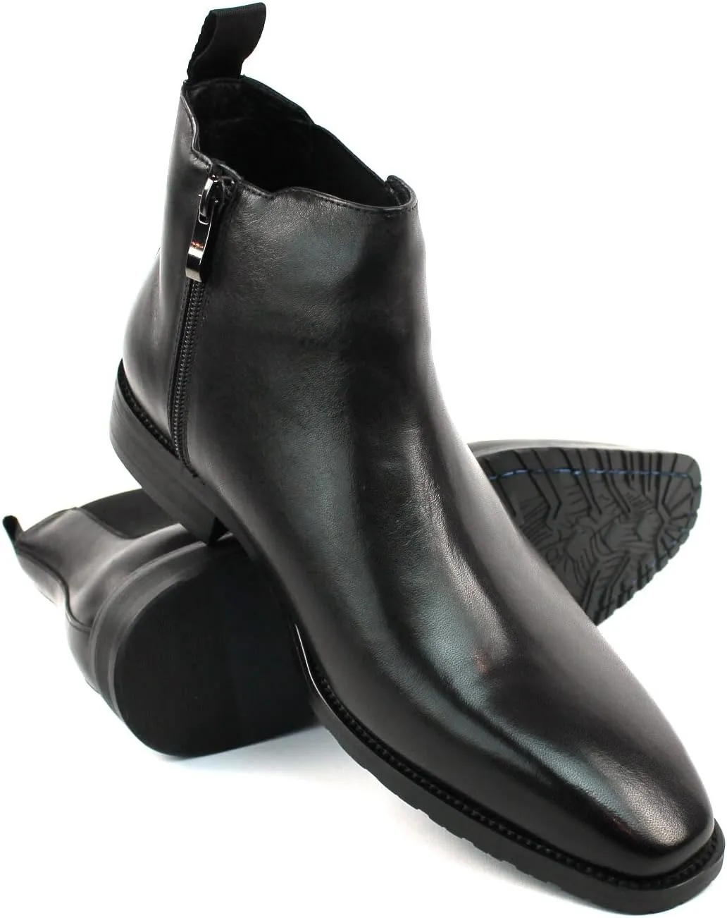 AZAR MAN Men's Exclusive Genuine Leather Chelsea Boots With Zipper