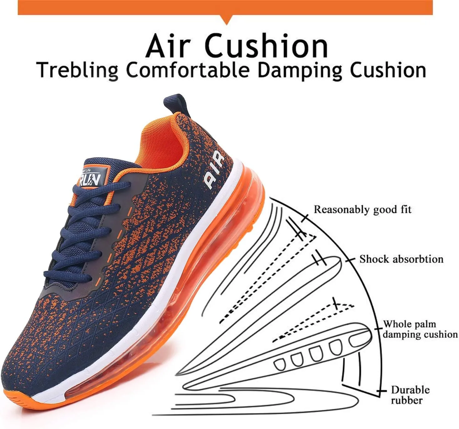 Azooken Mens Sports Footwear Tennis Breathable Jogging Lightweight Shoes