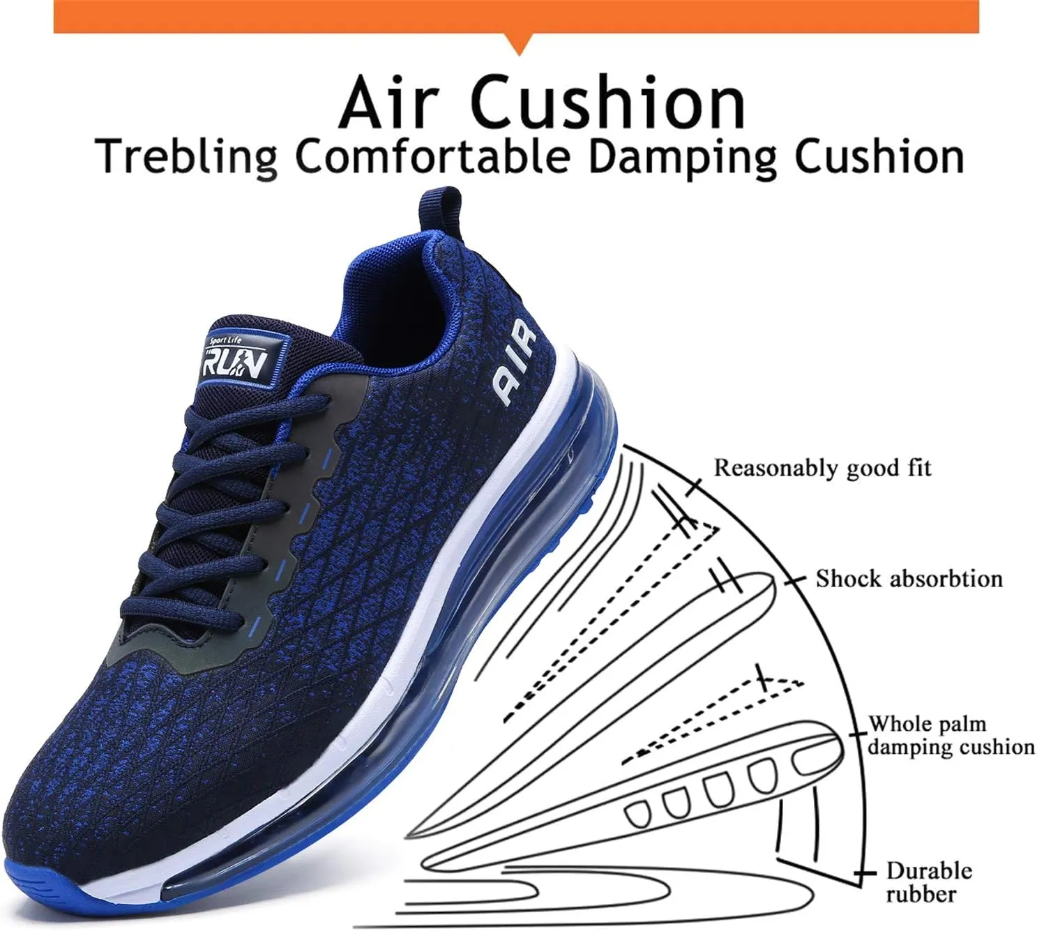 Azooken Mens Sports Footwear Tennis Breathable Jogging Lightweight Shoes