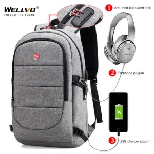 Backpack Headphone Theft Laptop &amp; Men's USB Smooth transaction - Bag Plug - Large Charging Anti Highly-rated External