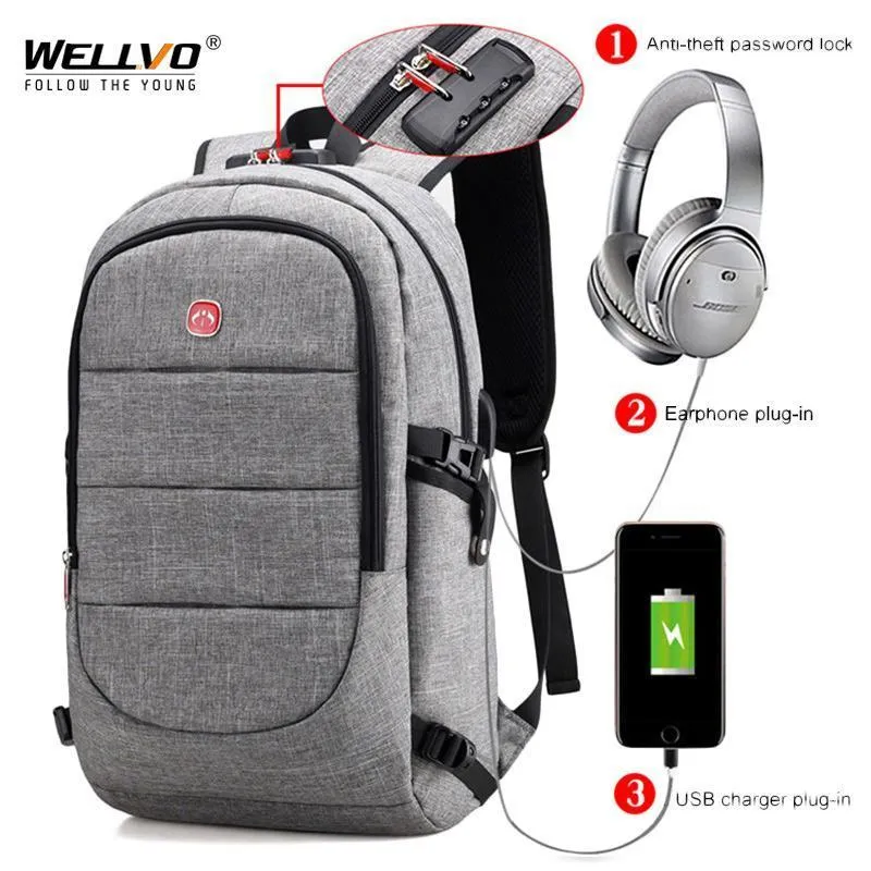 Backpack Headphone Theft Laptop &amp; Men's USB Smooth transaction - Bag Plug - Large Charging Anti Highly-rated External