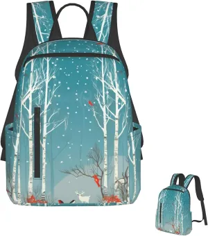 Backpack Merry Christmas Birch Tree Travel Casual Laptop Backpack Adjustable Hiking Daypack for Men Women
