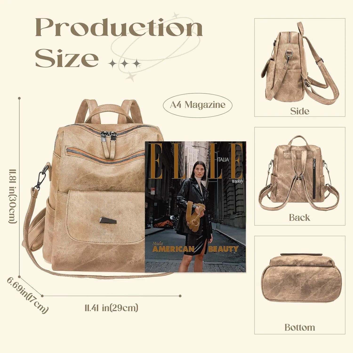 Backpack Purse for Women, Women Backpack Purse Small Leather Waterproof Anti-theft Shoulder Bags Handbags Ladies