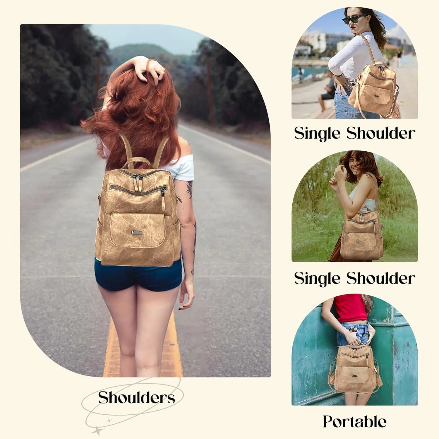 Backpack Purse for Women, Women Backpack Purse Small Leather Waterproof Anti-theft Shoulder Bags Handbags Ladies