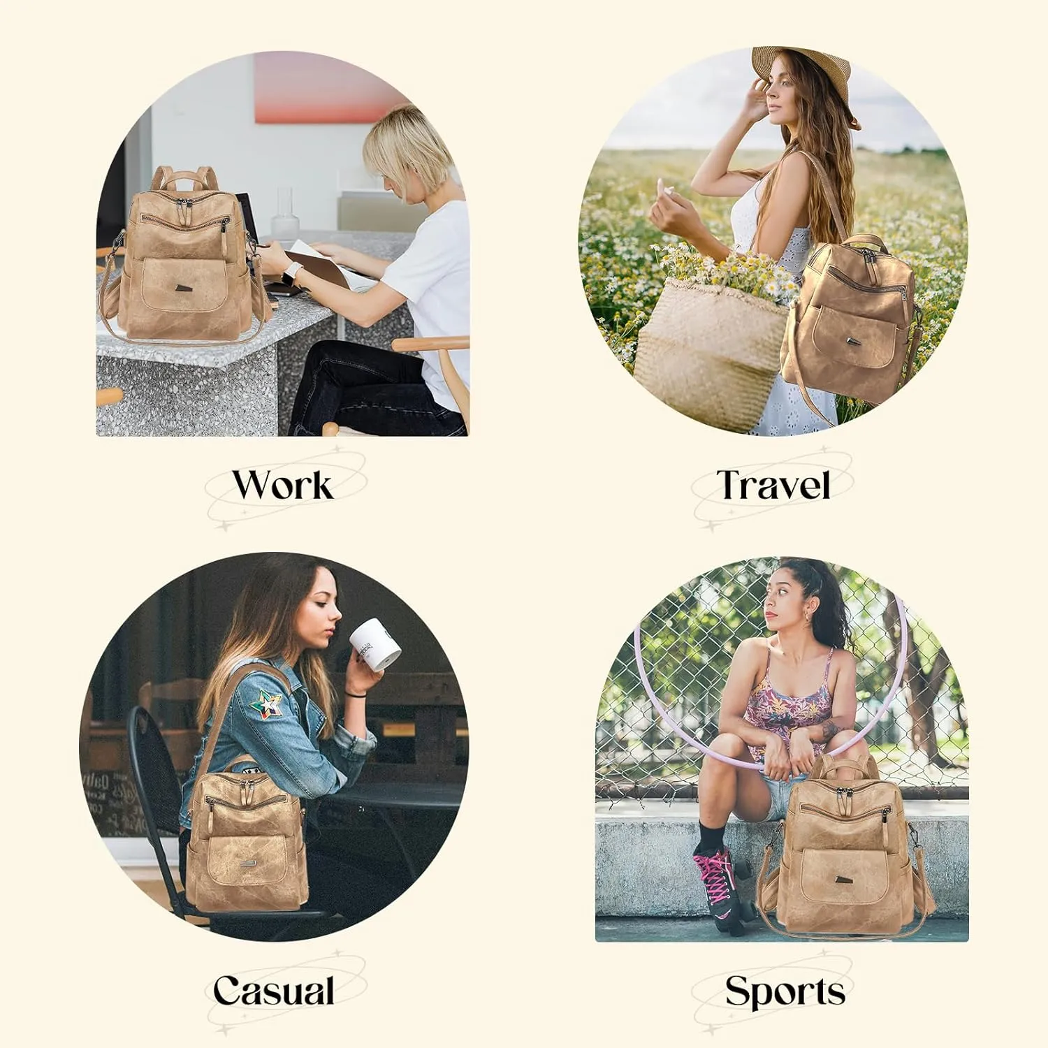 Backpack Purse for Women, Women Backpack Purse Small Leather Waterproof Anti-theft Shoulder Bags Handbags Ladies