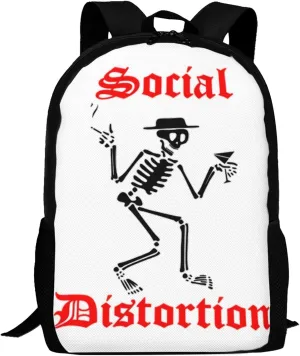 Backpacks Social Rock Distortion Band Double Shoulder Bag 15 Inchs Laptop Backpack for Camping Travle Work Hiking Women Men Gifts