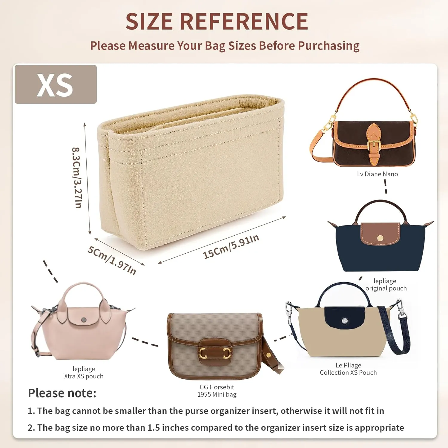 Bag Organizer compatible with Longchamp Tote Bag,Storage & Finishing Inner Bag,Bag Insert for Extra Handbag Inner Shaper
