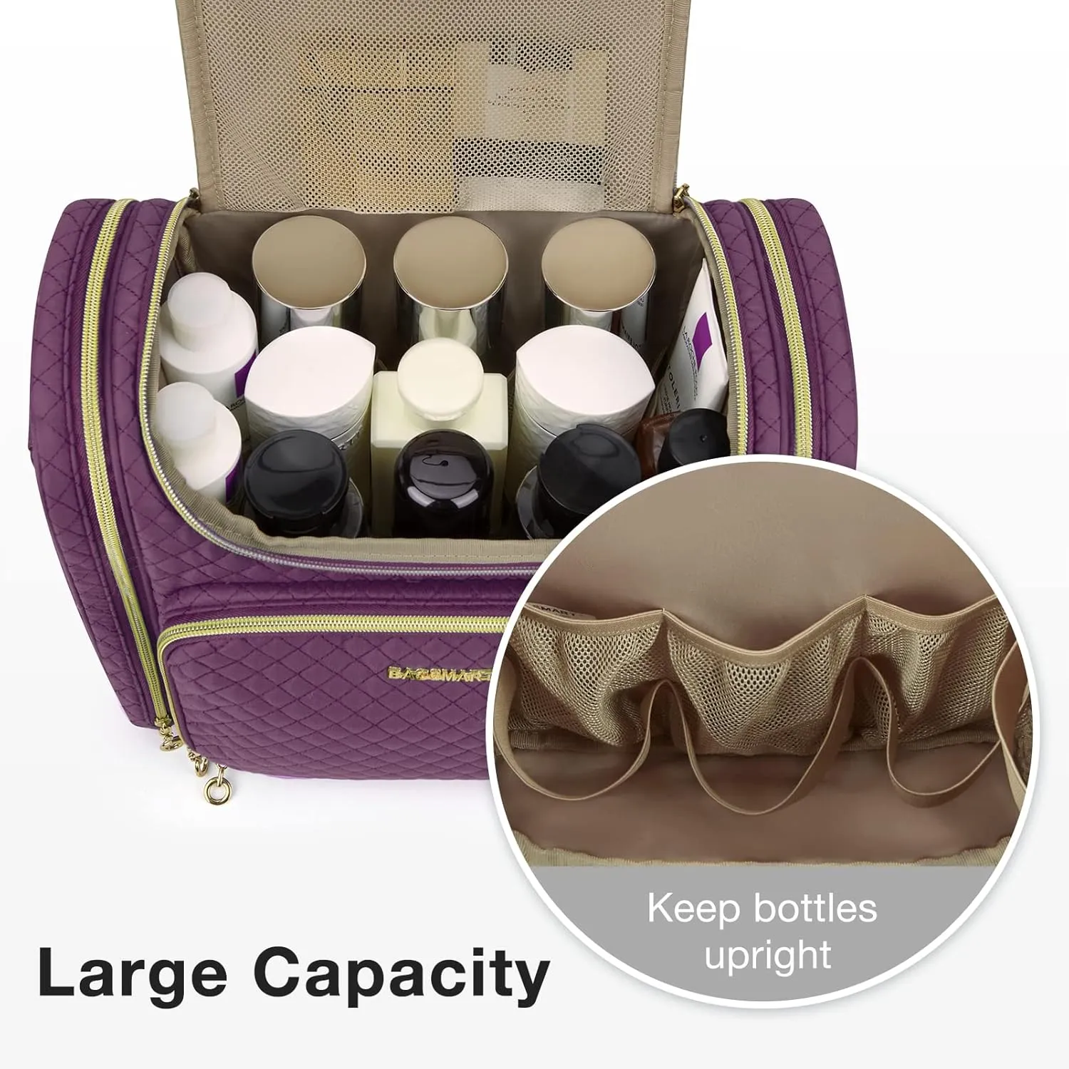 BAGSMART Toiletry Bag, Travel Toiletry Bag for Women, Water-resistant Cosmetic Makeup Bag, Large Capacity Travel Organizer Door Room Essentials for Full Sized Toiletries and Cosmetics