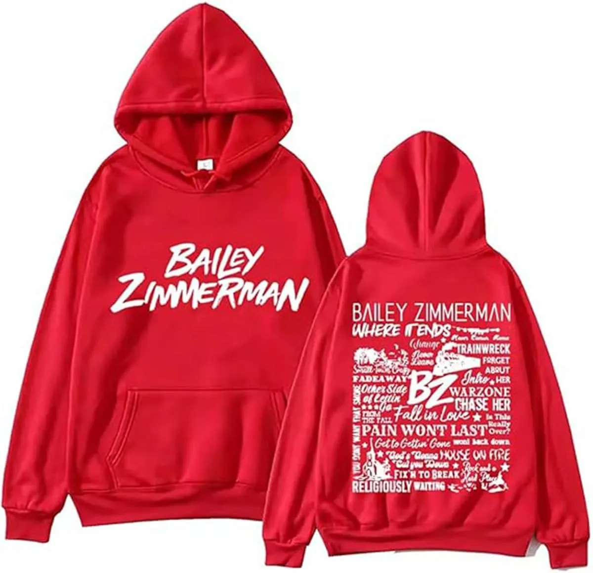 Bailey Zimmerman BZ Printed Hoodie, Long Sleeve Pullover for Fans Casual Comfort Sweatshirts