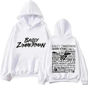 Bailey Zimmerman BZ Printed Hoodie, Long Sleeve Pullover for Fans Casual Comfort Sweatshirts