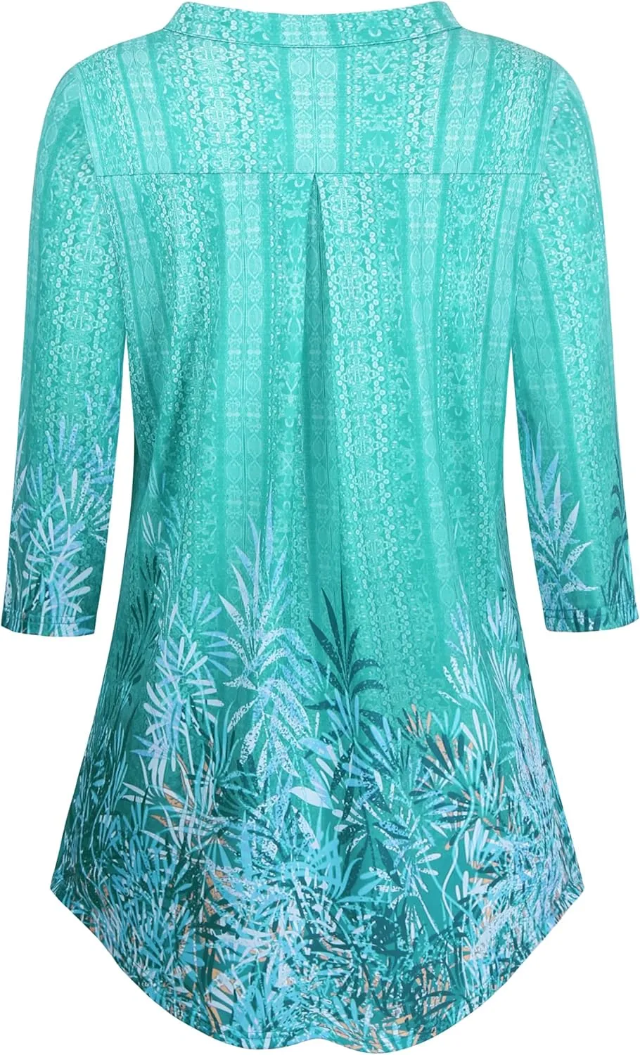 BAISHENGGT Womens 3/4 Sleeve Floral Printed Notch V Neck Blouses Tunics Tops