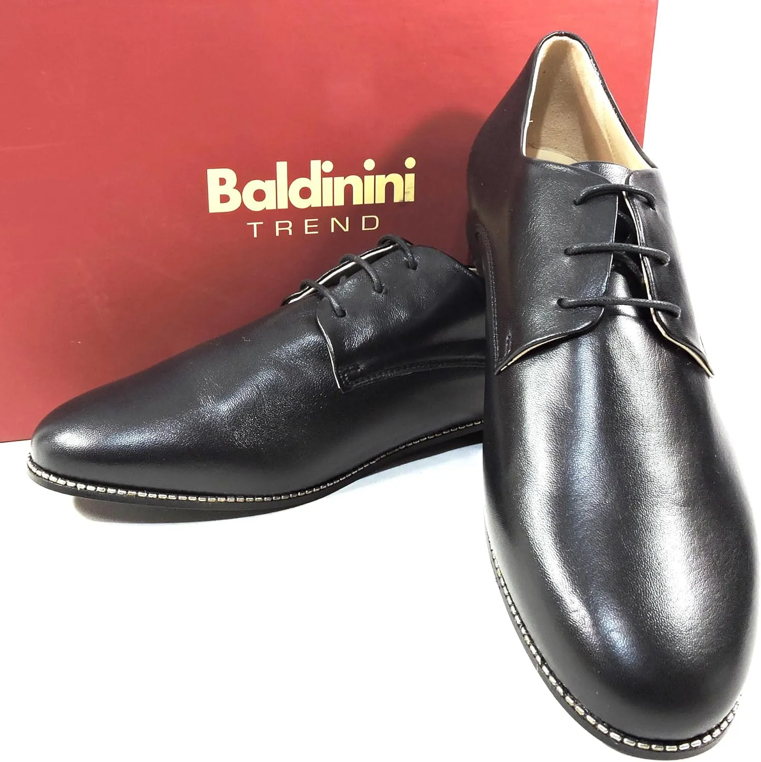 Baldinini Women's Leather Dress Oxfords, Lace-up Style, Black