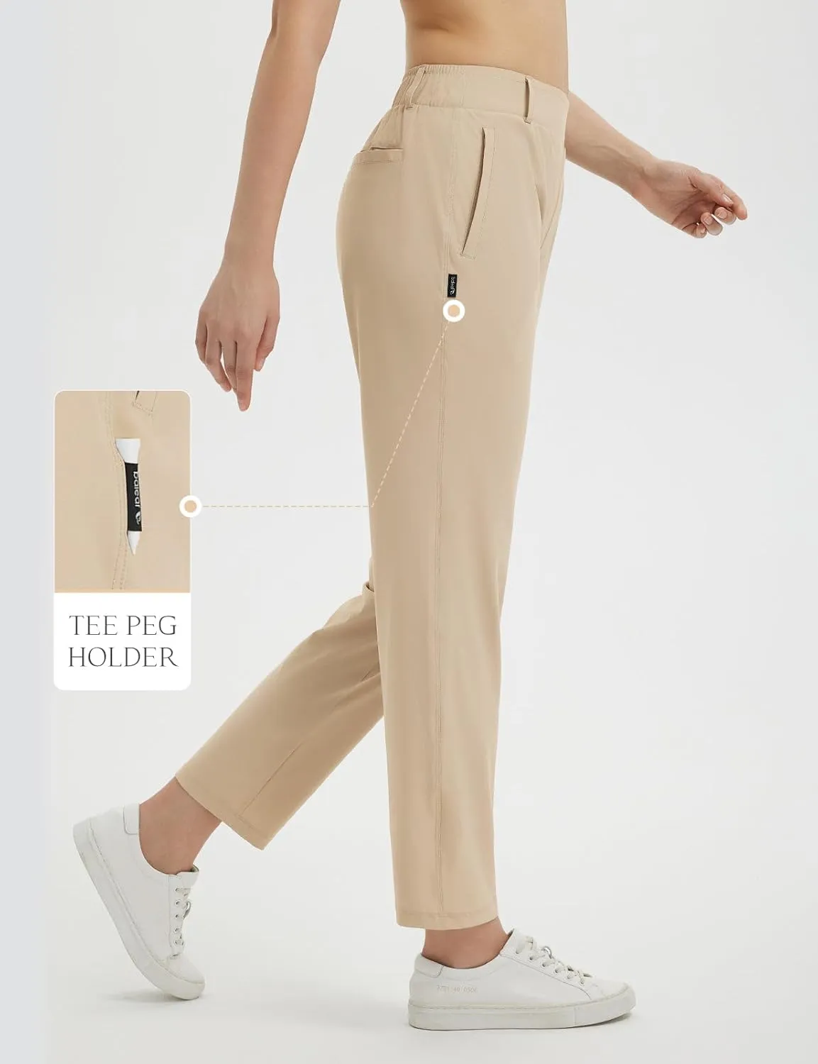 baleaf Women's Golf Pants with Belt Loops Zipper Pockets Stretch Travel Work Bussiness Dressy Casual Slacks UPF 50 
