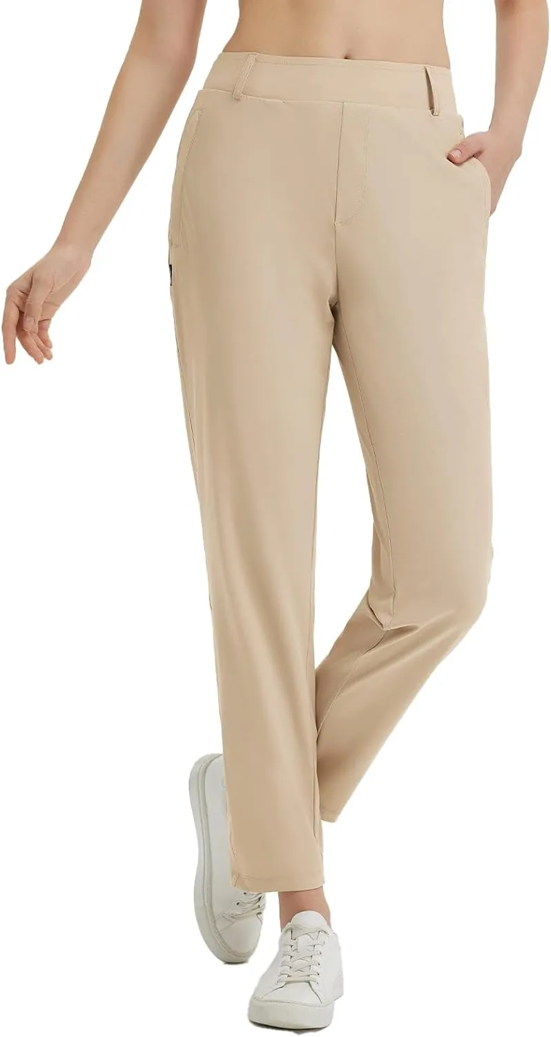 baleaf Women's Golf Pants with Belt Loops Zipper Pockets Stretch Travel Work Bussiness Dressy Casual Slacks UPF 50 