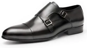 Banquet Wedding Dress Shoes，Men's Monk Shoes Office Business Leather Shoes Buckle Cowhide Footwear,Black- 41/UK 7.5/US 8