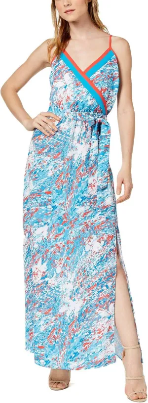 bar III Printed Surplice Maxi Dress (Rain Swept, XL)