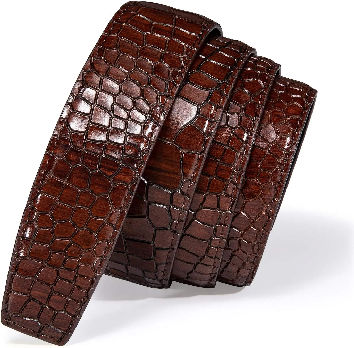Barry.Wang Mens Ratchet Belt,Genuine Leather Belts 1 3/8" Automatic Buckle Carnival Dress Casual,Trim To Fit