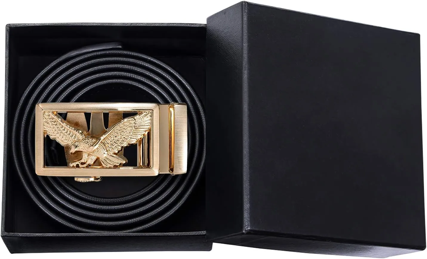Barry.Wang Mens Ratchet Belt,Genuine Leather Belts 1 3/8" Automatic Buckle Carnival Dress Casual,Trim To Fit