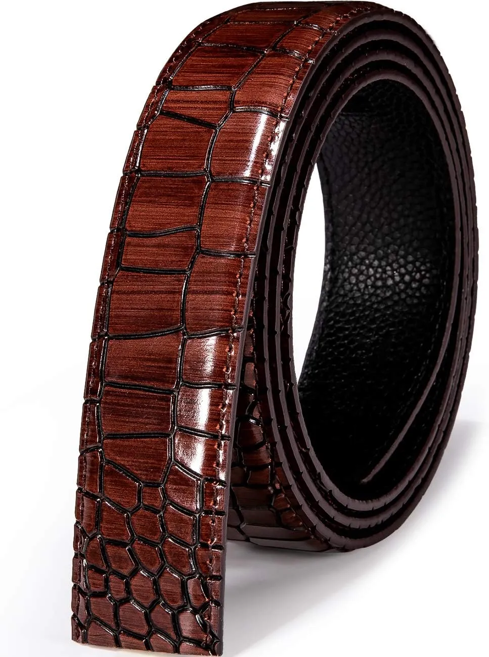 Barry.Wang Mens Ratchet Belt,Genuine Leather Belts 1 3/8" Automatic Buckle Carnival Dress Casual,Trim To Fit