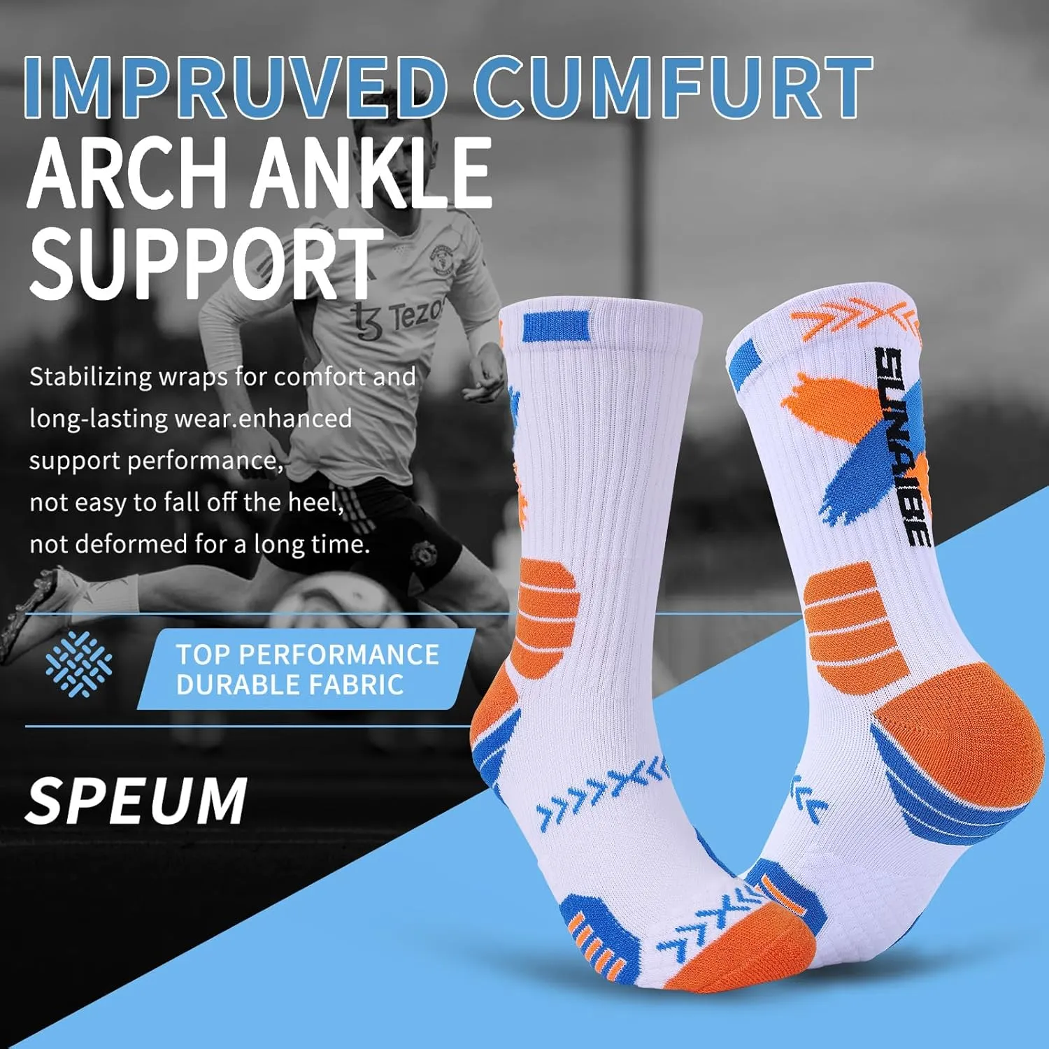 Basketball Socks for Men,Performance Cushioned Men's Athletic Crew Socks with Arch Compression for Basketball Sports