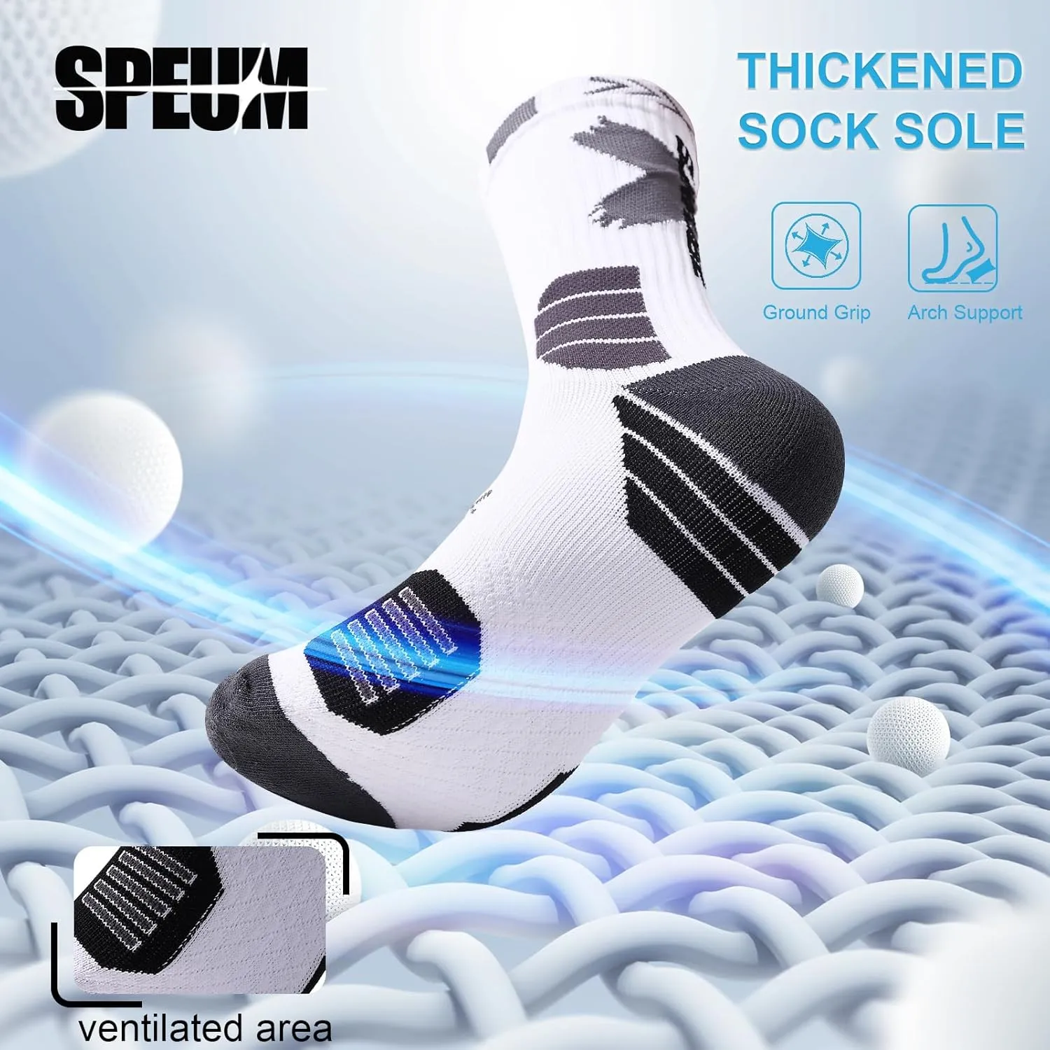 Basketball Socks for Men,Performance Cushioned Men's Athletic Crew Socks with Arch Compression for Basketball Sports
