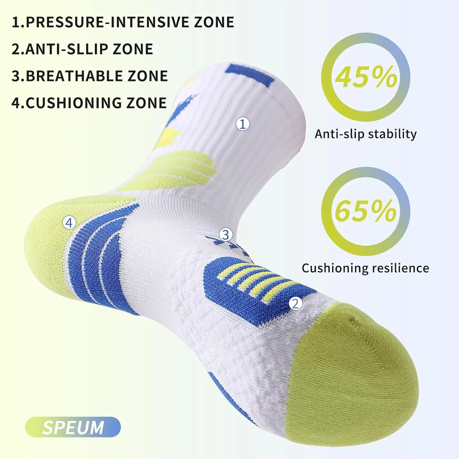 Basketball Socks for Men,Performance Cushioned Men's Athletic Crew Socks with Arch Compression for Basketball Sports