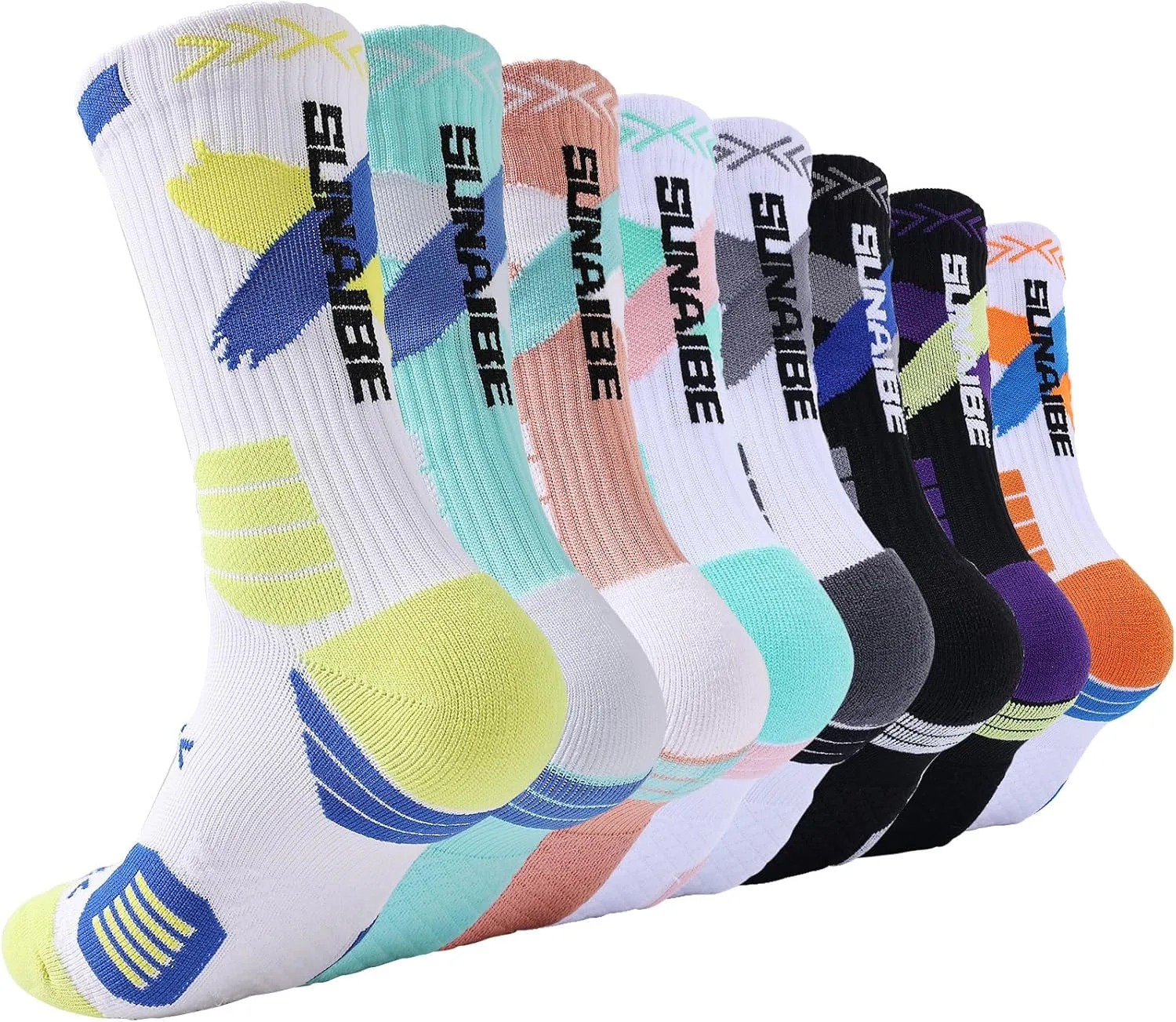 Basketball Socks for Men,Performance Cushioned Men's Athletic Crew Socks with Arch Compression for Basketball Sports