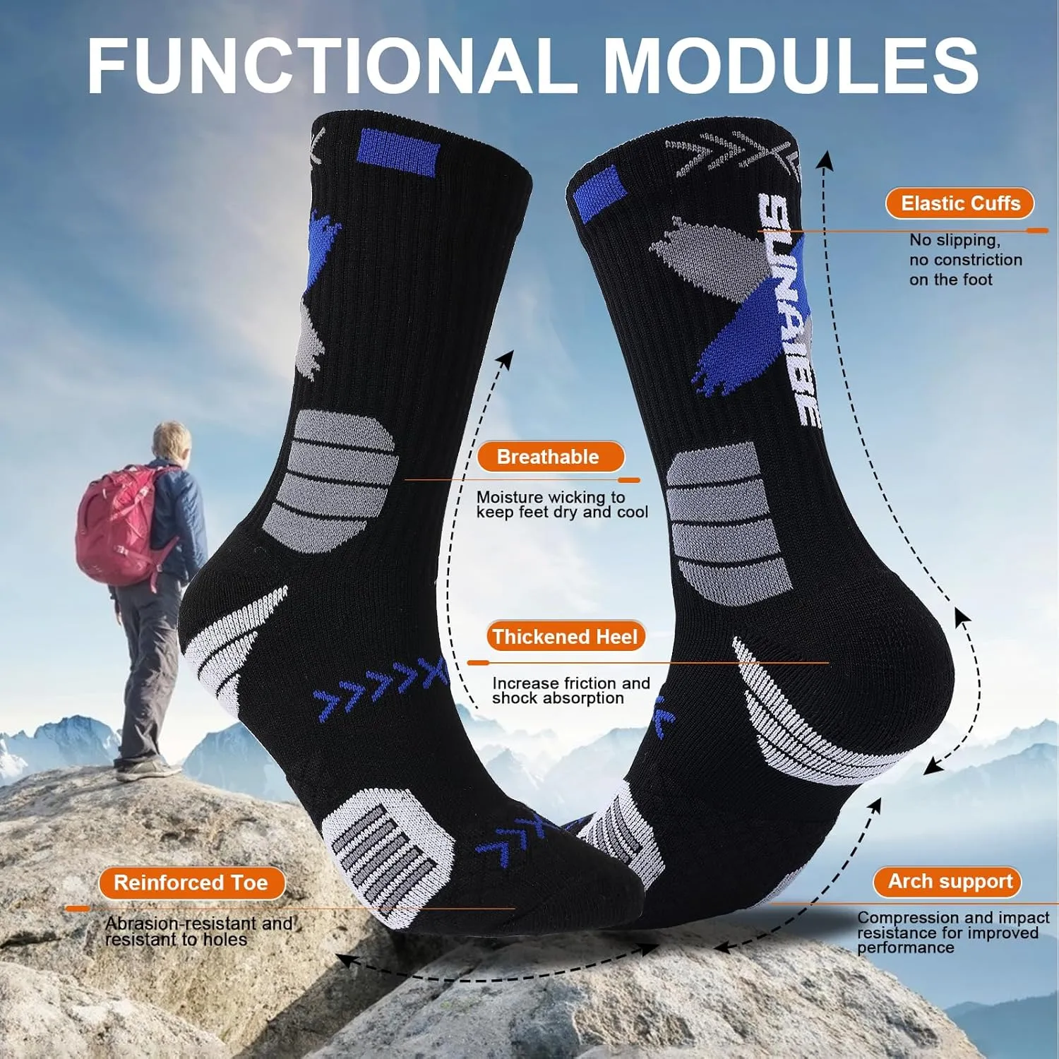 Basketball Socks for Men,Performance Cushioned Men's Athletic Crew Socks with Arch Compression for Basketball Sports