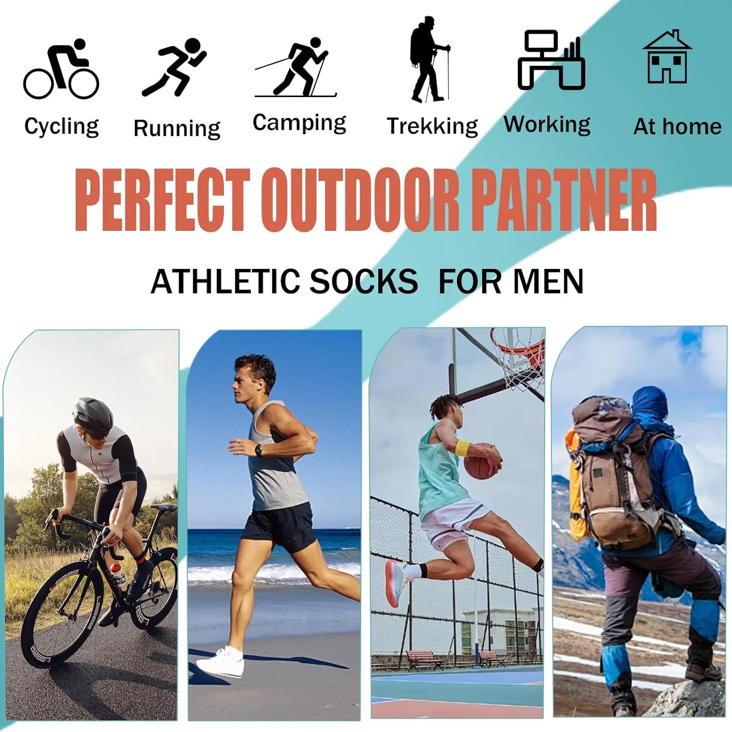 Basketball Socks for Men,Performance Cushioned Men's Athletic Crew Socks with Arch Compression for Basketball Sports