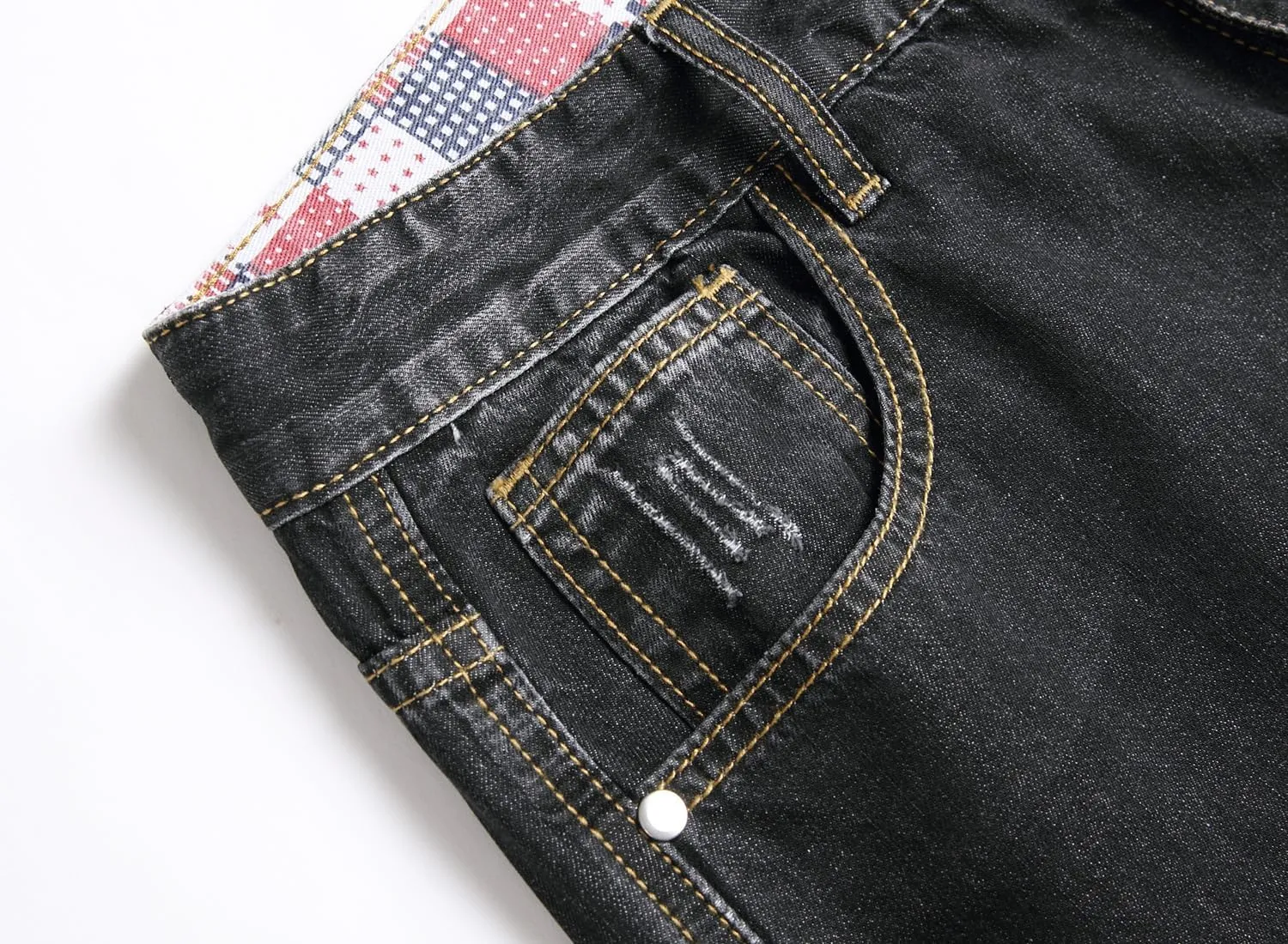 Baylvn Men's Casual Ripped Printed Denim Shorts Slim Fit Summer Beach Jeans Shorts