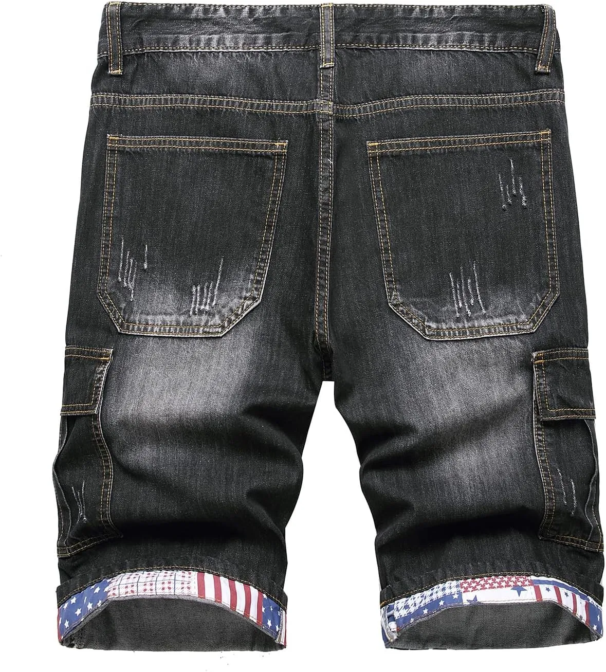 Baylvn Men's Casual Ripped Printed Denim Shorts Slim Fit Summer Beach Jeans Shorts