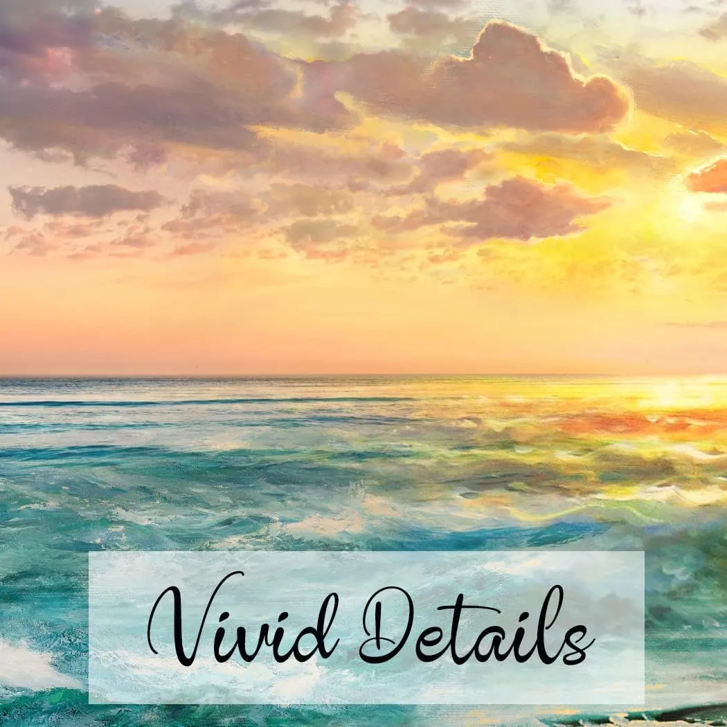 Beach Ocean Wall Art Pictures for Living Room - Canvas Print Wall Art Beach Sunset Ocean Waves Nature Pictures Framed for Bedroom Farmhouse Office Wall Décoration Teal Blue 40"x20"