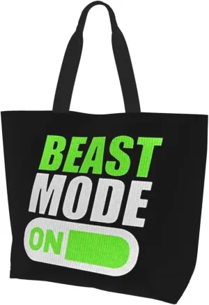 Beast Mode Bodybuilding Women'S Large Capacity Shoulder Shopping Bag, Reusable Handbag, Gift Bag