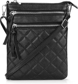 befen Small Genuine Leather Crossbody Purses for Women Trendy Travel Shoulder Handbags with Multiple Zipper Pockets