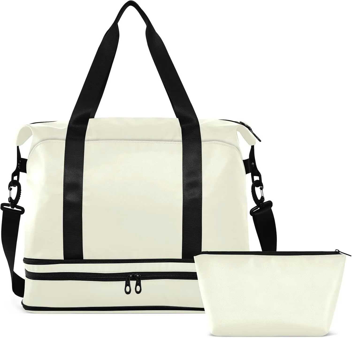 Beige Gym Bag for Women and Men Travel Duffel Sports Duffel Luggage Bags with Wet Pocket Waterproof 20806