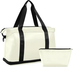 Beige Gym Bag for Women and Men Travel Duffel Sports Duffel Luggage Bags with Wet Pocket Waterproof 20806