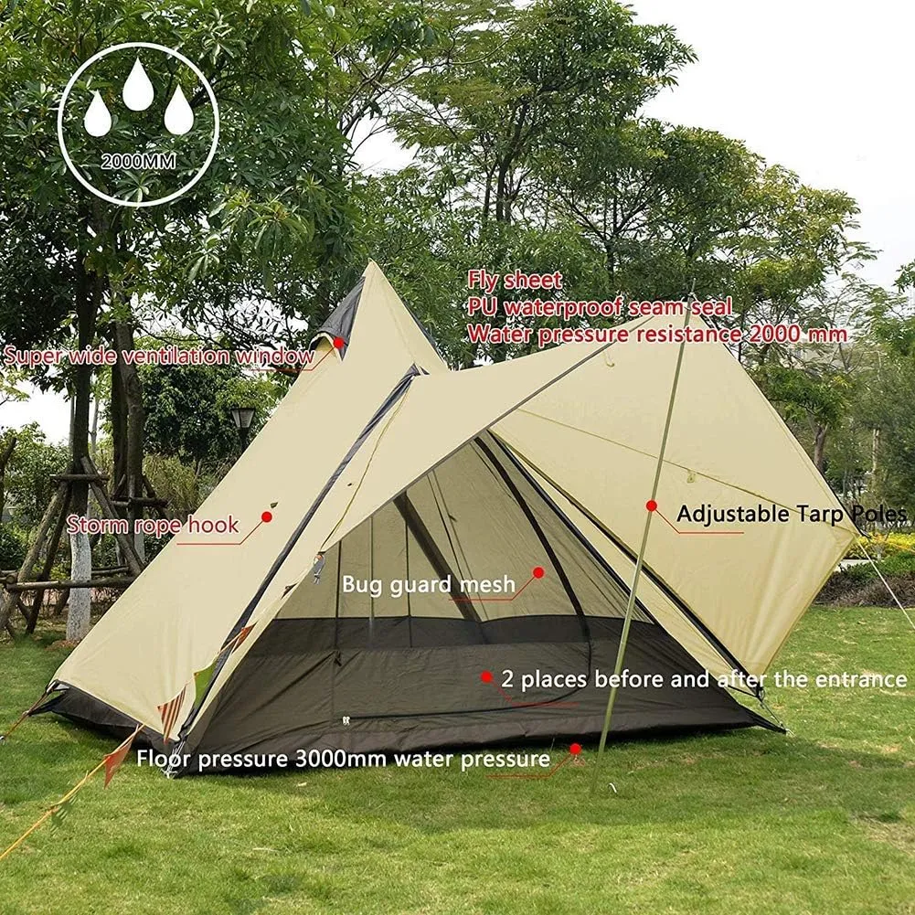 Bell Tent Indian Tent Diameter 3M/4M/5M/6M Cotton Canvas Large Family Tents 4 Season Outdoors Yurt Bell Tent Glamping for Camping