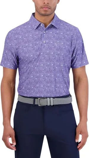 Ben Sherman Men's Short Sleeve Printed Tech Sports Fit Polo Top