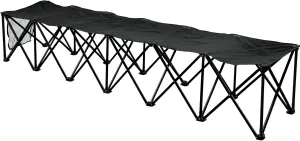 BenefitUSA 6 Seater Sideline Bench Portable Folding Team Sports Bench Sits Outdoor Waterproof, Black