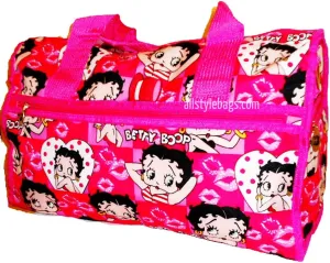Betty Boop canvas Duffel 19" travel Bag Shoulder overnight handbag black kick Large