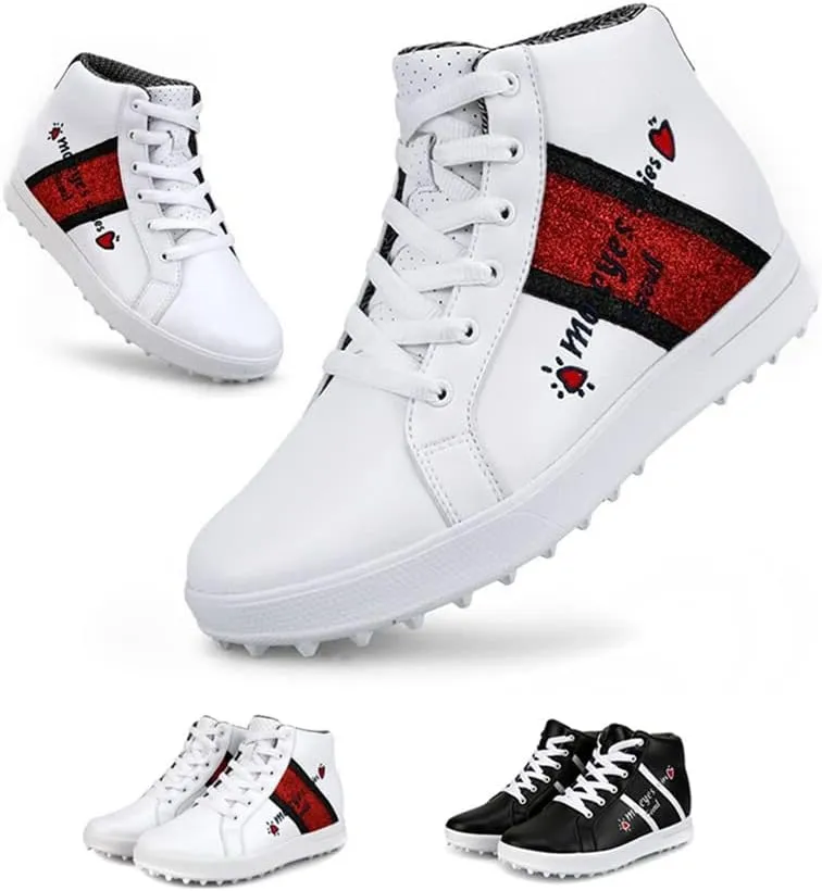 BHB High Heel Golf Shoes for Women and Girls, Waterproof Spikeless Glitter Golf Shoes for Girls