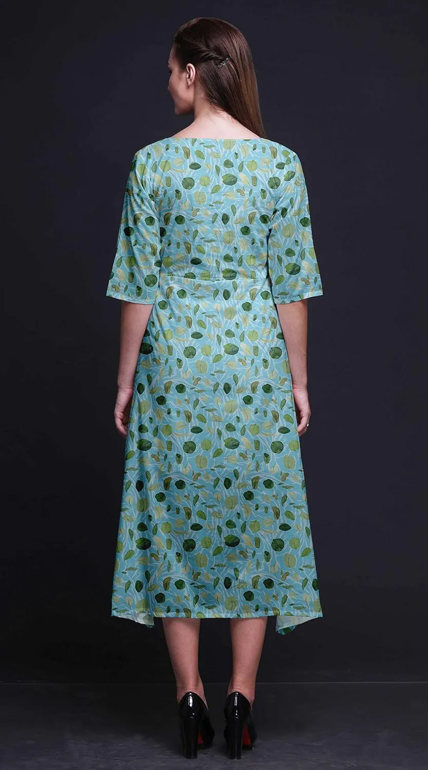 Bimba Cotton Short Sleeve Classic Midi Dress with Pockets Asymmetrical Shift